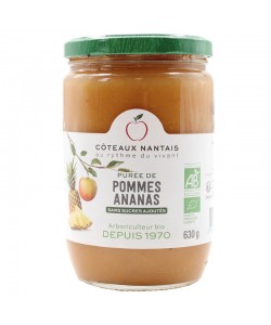 Purée de pommes ananas Bio - 630 g idéal pour terminer les repas sans sucre et purs fruits pommes ananas