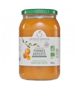 Purée de pommes Abricots Bio - 915 g idéal pour terminer les repas sans sucre et purs fruits pommes abricots
