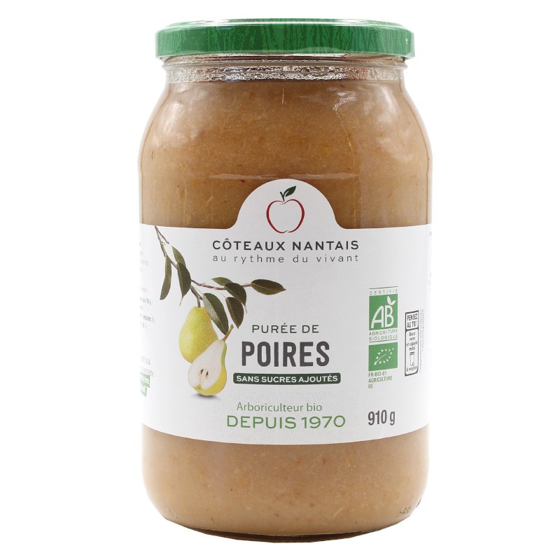 Purée de poires Bio - 910 g idéal pour terminer les repas sans sucre et purs fruits poires