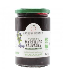 Purée de myrtilles Bio - 350 g idéal pour terminer les repas sans sucre et purs fruits myrtilles