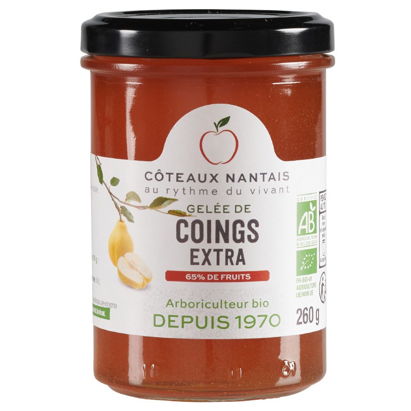 Gelée de coings Bio - 260 g des Côteaux Nantais, indispensables du petit déjeuner gout coings