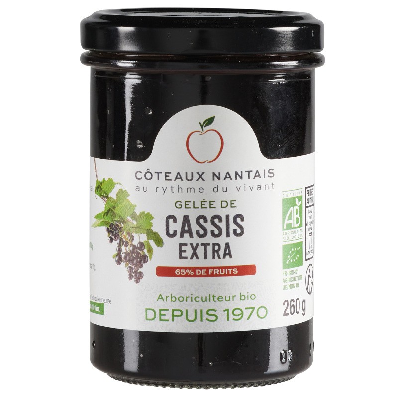 Gelée de cassis Bio - 260 g des Côteaux Nantais, indispensables du petit déjeuner gout cassis