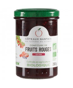 Confiture de fruits rouges extra Bio - 260 g, Côteaux Nantais, idéal pour accompagner des tartines de pain, ou des crêpes...