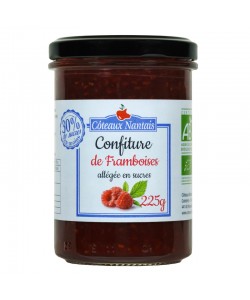 Confiture de framboises allégée en sucres Bio - 225 g,Côteaux Nantais, idéal pour accompagner des tartines de pain, des crêpes