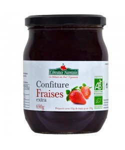 Confiture de fraises extra Bio - 690 g, des Côteaux Nantais, idéal pour accompagner des tartines de pain, ou des crêpes...