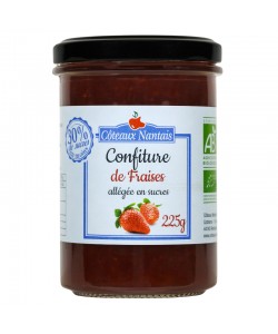 Confiture de fraises allégée en sucres Bio - 225 g,Côteaux Nantais, idéal pour accompagner des tartines de pain,des crêpes