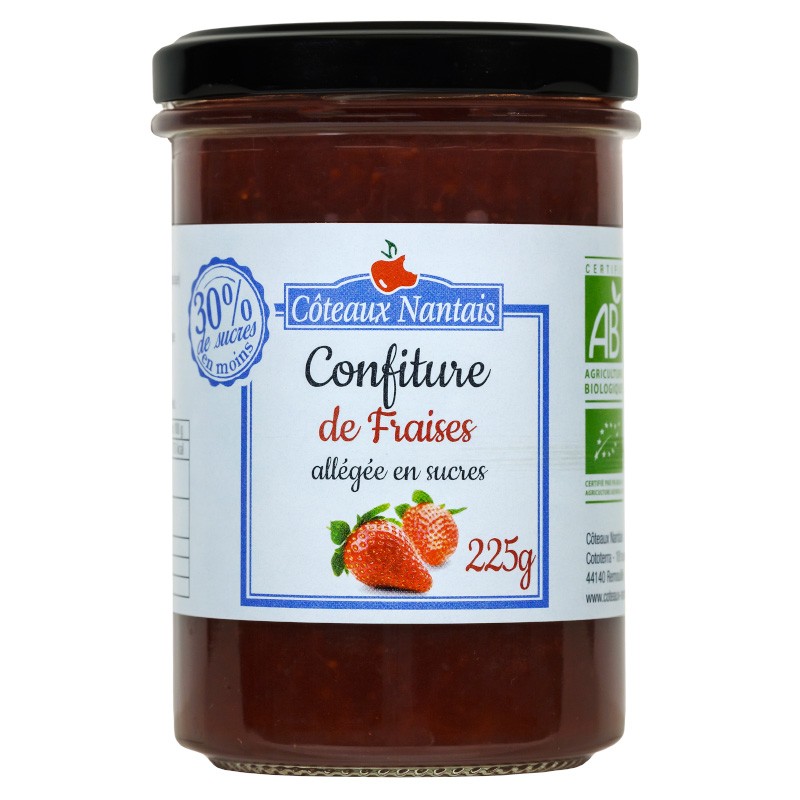 Confiture de fraises allégée en sucres Bio - 225 g Confiture de fraises allégée en sucres Bio - 225 g