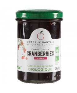 Confiture de cranberry extra Bio - 260 g, Côteaux Nantais, idéal pour accompagner des tartines de pain, ou des crêpes...