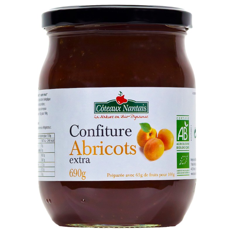 Confiture d'abricots extra Bio - 690 g Confiture d'abricots extra Bio - 690 g