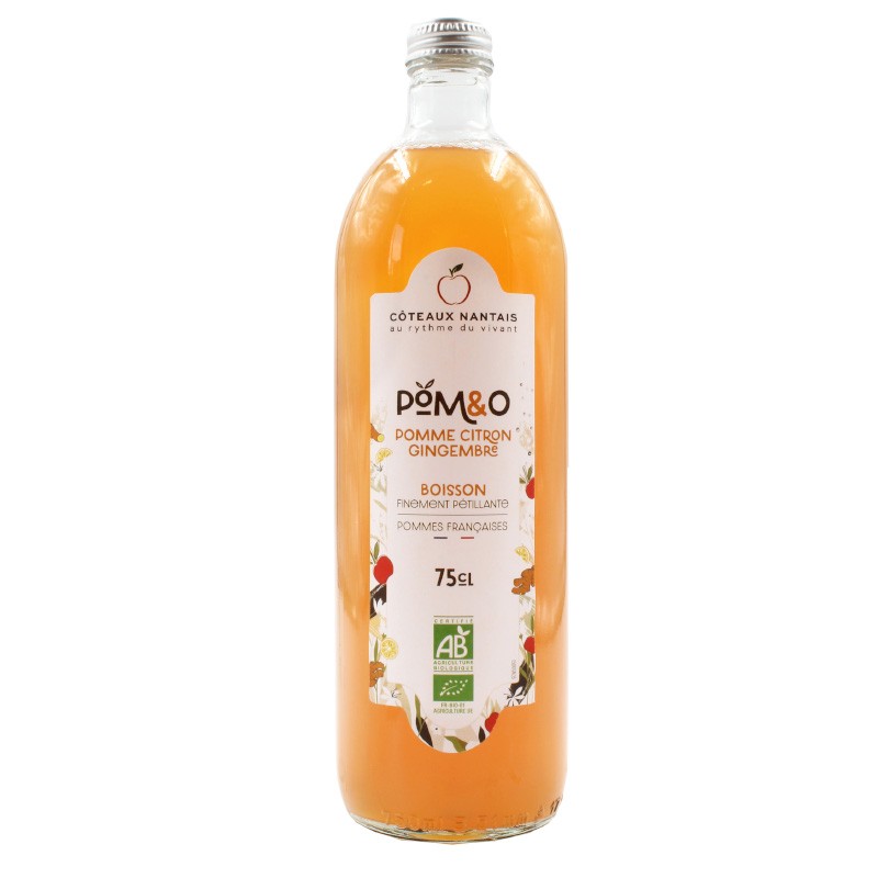 Pom&o pommes citron gingembre Bio - 75cl, la boisson idéale pour se désaltérer avec le citron et le gingembre Pom&o pommes citron gingembre Bio - 75cl, la boisson idéale pour se désaltérer avec le citron et le gingembre