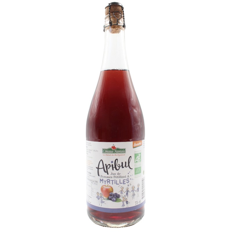 Apibul pommes myrtilles Bio Demeter - 75 cL des Côteaux nantais, pétillant savoureux à la bulle légère et rafraichissante