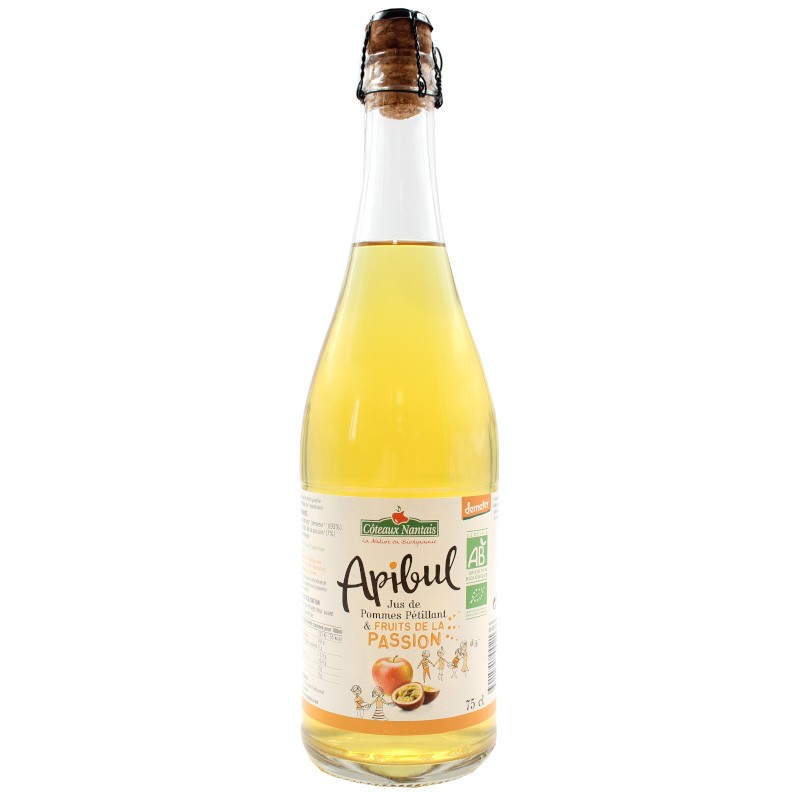 Apibul pommes fruits de la passion Bio Demeter-75 cL,Côteaux nantais, pétillant savoureux à la bulle légère et rafraichissante