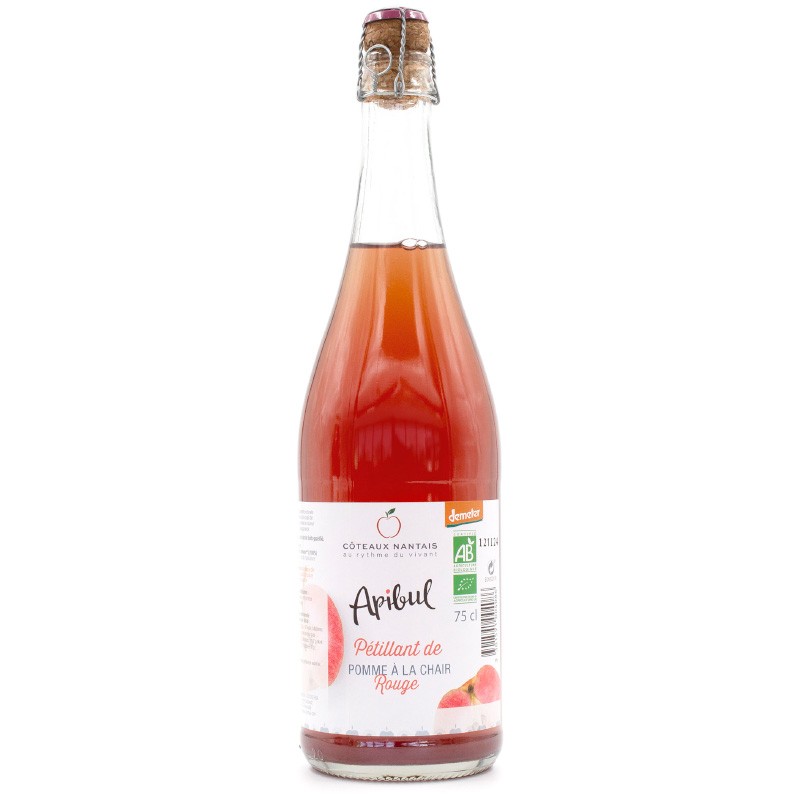 Apibul pommes Chair Rouge Bio Demeter - 75 cL des Côteaux nantais, pétillant savoureux à la bulle légère et rafraichissante