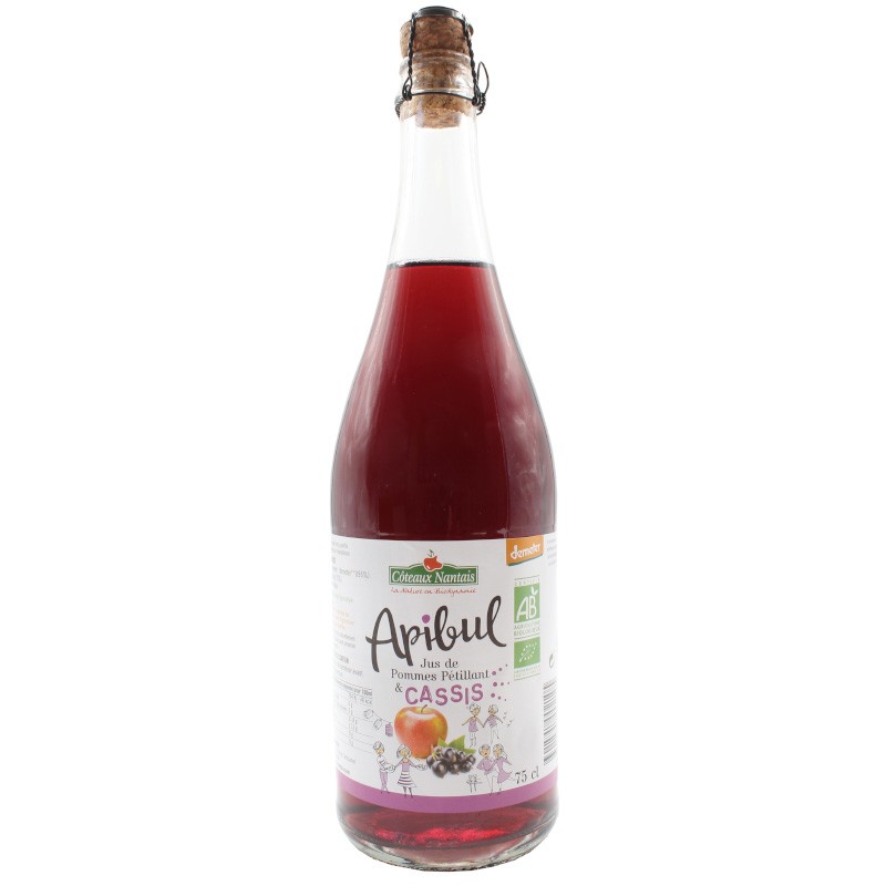 Apibul pommes cassis Bio Demeter - 75 cL des Côteaux nantais, pétillant savoureux à la bulle légère et rafraichissante