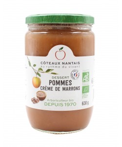 Dessert de pommes et crème de marrons  Bio - 630 g, idéal pour terminer les repas, crème de marron.