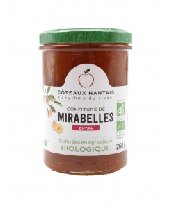 Confiture de mirabelles extra Bio - 260g, Côteaux Nantais, idéal pour accompagner des tartines de pain, ou des crêpes...