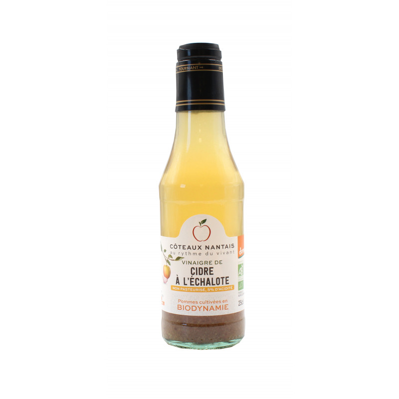 Vinaigre de cidre échalotes Bio Demeter - 25 cL des Côteaux Nantais, vinaigre de cidre à l'échalotes