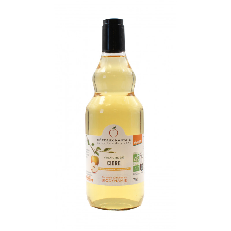 Vinaigre de cidre Bio Demeter - 75 cL des Côteaux nantais, pressage de pommes entières